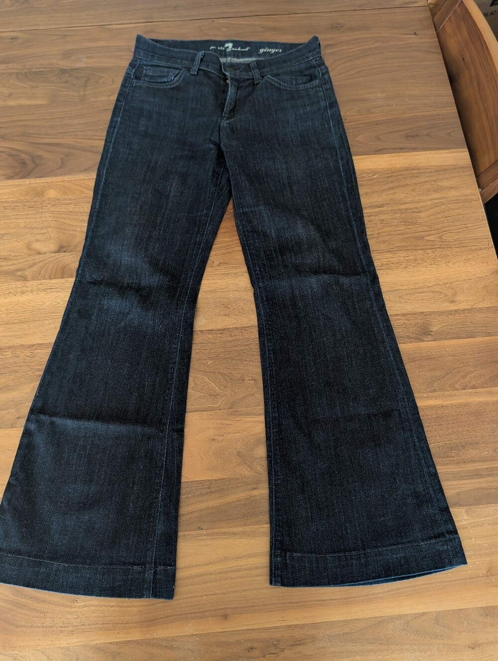 7 for all Mankind Ginger Dark Wash Flare Mid-Rise Denim Jeans  - Women's 26